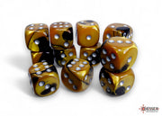 GeminiÃ‚Â® 16mm d6 Black-Gold/silver Dice BlockÃ¢â€žÂ¢ (12 dice)