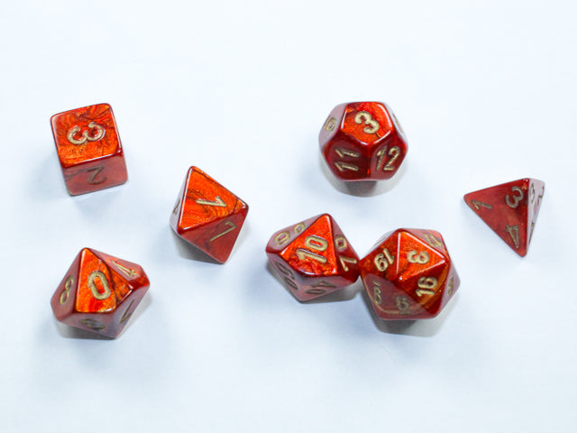 ScarabÃ‚Â® Mini-hedralÃ‚Â® Scarlet/gold 7-Die Set