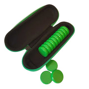 Crokinole 13 Green Premium Glazed Wooden Discs with Hard Carry Case