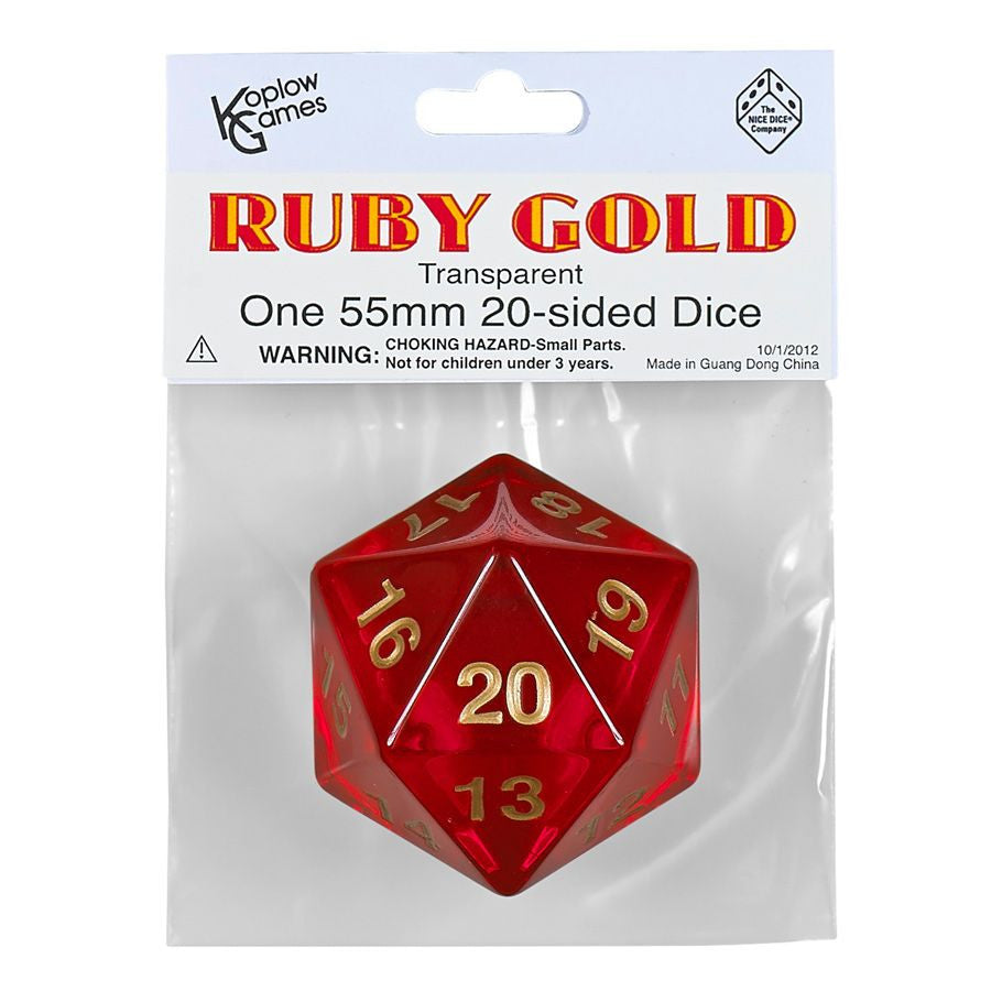 D20 55mm Countdown Ruby w/Gold Bagged