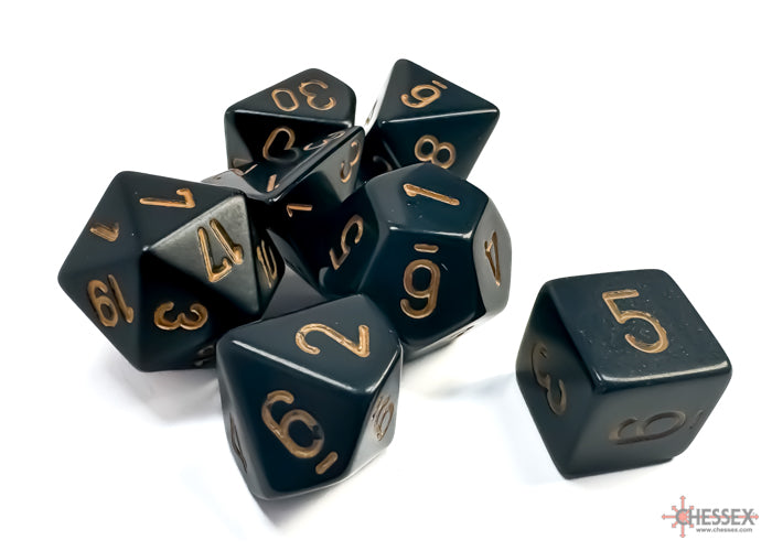 Opaque Polyhedral Black/gold 7-Die Set