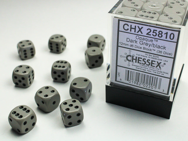 Opaque 12mm d6 Dark Grey/black Dice BlockÃ¢â€žÂ¢ (36 dice)