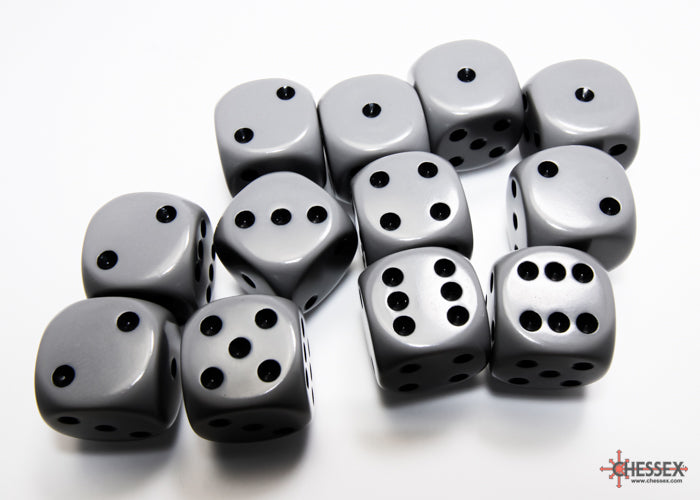 Opaque 16mm d6 Grey/black Dice BlockÃ¢â€žÂ¢ (12 dice)