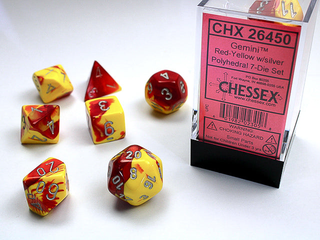 GeminiÃ‚Â® Polyhedral Red-Yellow/silver 7-Die Set