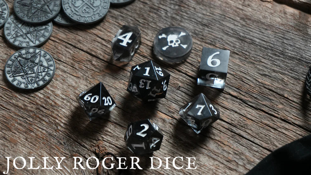 Jolly Roger Dice Set 12pc Black/White