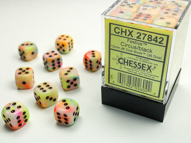 FestiveÃ‚Â® 12mm d6 Circus/black Dice BlockÃ¢â€žÂ¢ (36 dice)