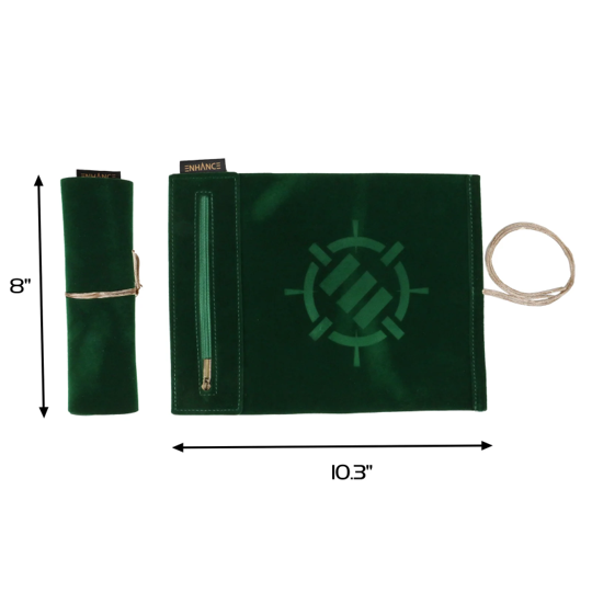 AP Enhance Tabletop Roll on Scroll Dice Case and 7pc Dice set Green