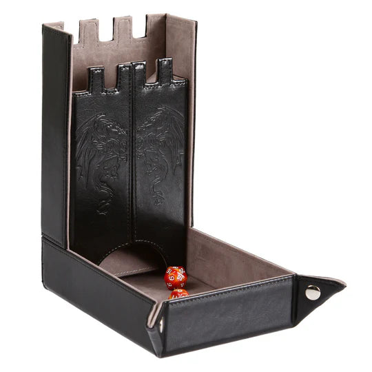 Forged Draco Castle Dice Tower & Tray Grey