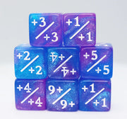 Dice Counters +1/+1 Blue Purple Glitter Counters for Magic Set of 8