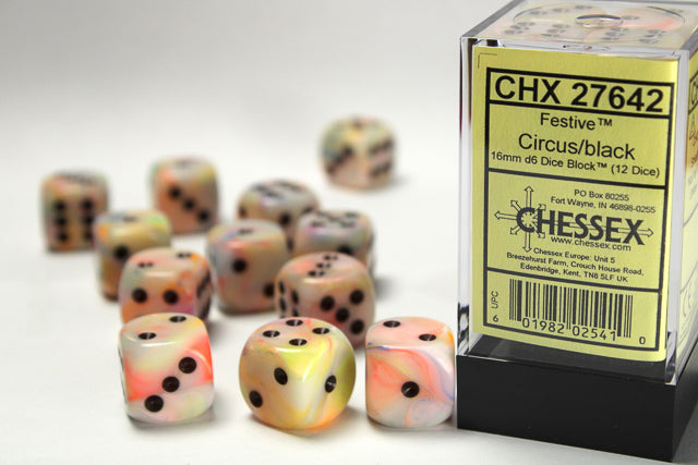 FestiveÃ‚Â® 16mm d6 Circus/black Dice BlockÃ¢â€žÂ¢ (12 dice)