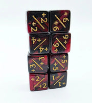 Dice Counters +1/+1 Red Black Counters for Magic Set of 8