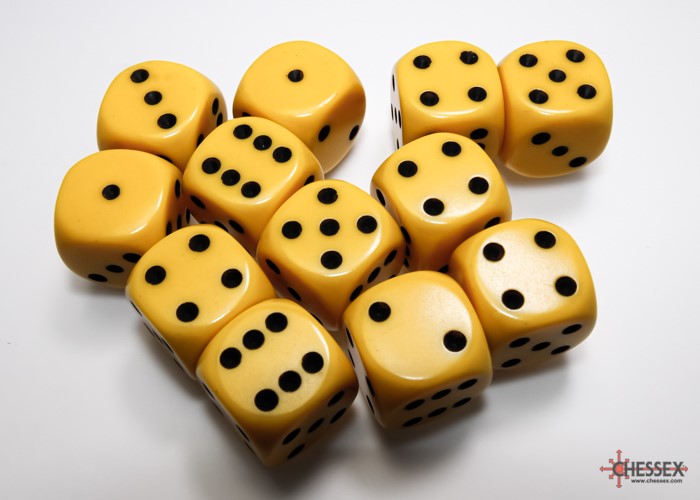 Opaque 16mm d6 Yellow/black Dice BlockÃ¢â€žÂ¢ (12 dice)