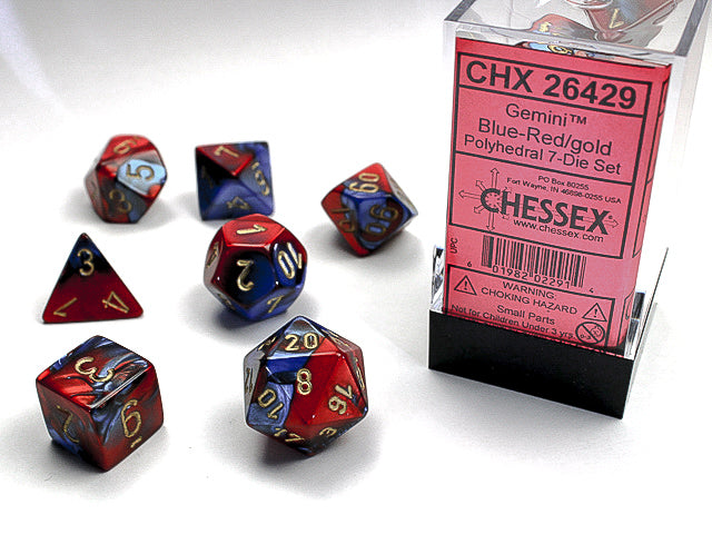 GeminiÃ‚Â® Polyhedral Blue-Red/gold 7-Die Set