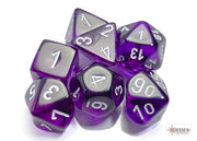 Translucent Polyhedral Purple/white 7-Die Set