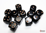 Opaque 16mm d6 Black/gold Dice BlockÃ¢â€žÂ¢ (12 dice)