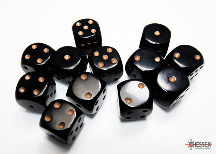 Opaque 16mm d6 Black/gold Dice BlockÃ¢â€žÂ¢ (12 dice)
