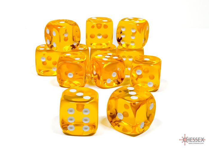 Translucent 16mm d6 Yellow/white Dice BlockÃ¢â€žÂ¢ (12 dice)