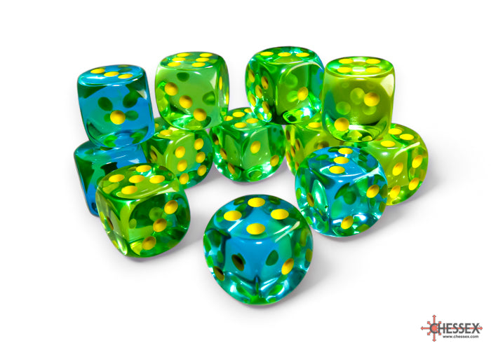 GeminiÃ‚Â® 16mm d6 Translucent Green-Teal/yellow Dice BlockÃ¢â€žÂ¢ (12 dice)