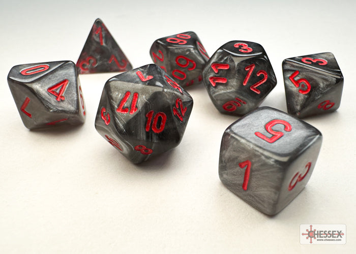 VelvetÃ‚Â® Mini-hedralÃ‚Â® Black/red 7-Die Set