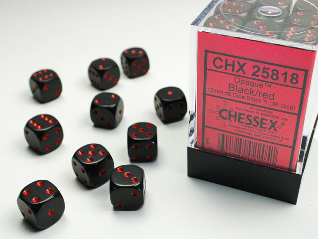 Opaque 12mm d6 Red/black Dice BlockÃ¢â€žÂ¢ (36 dice)