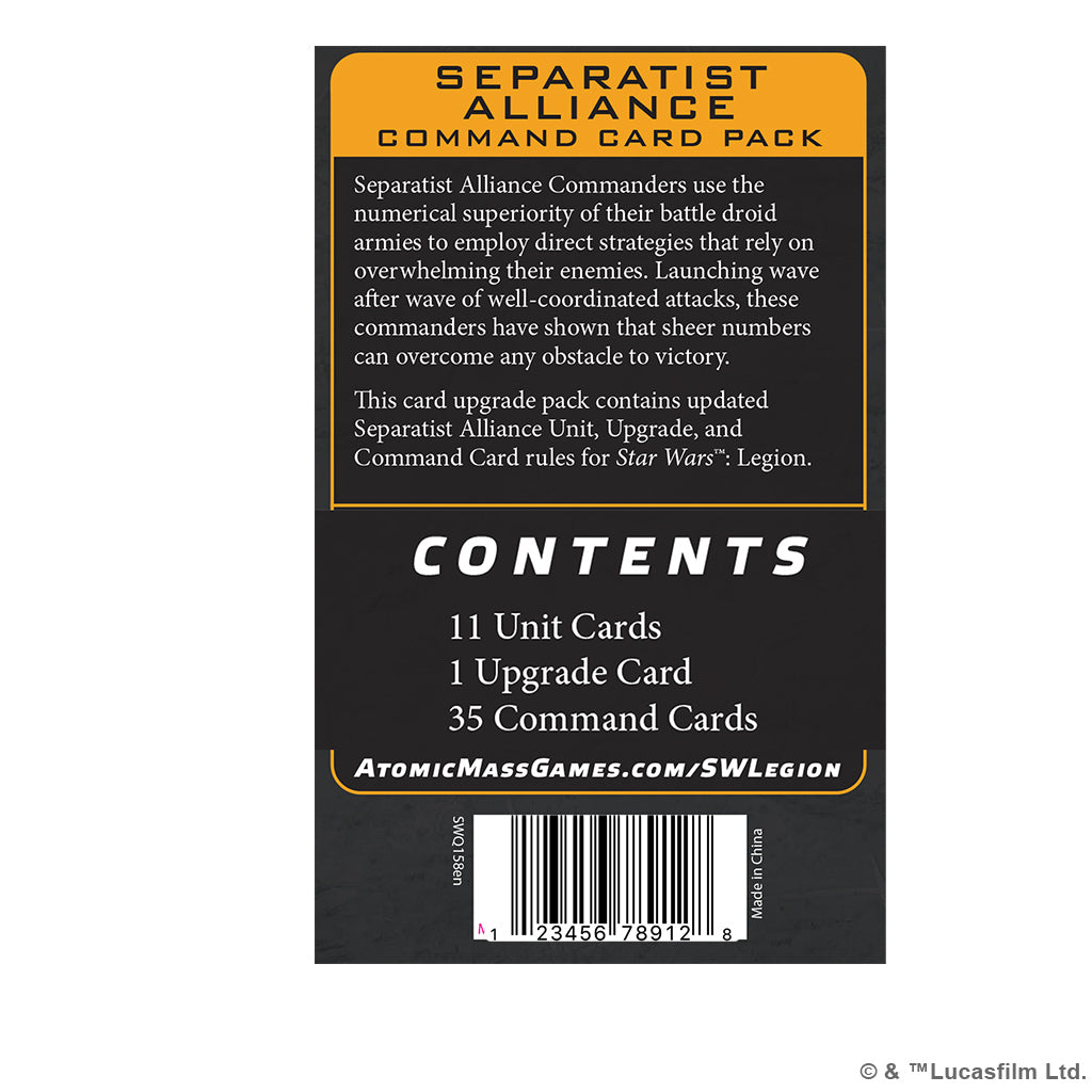 SW Legion - Separatist Alliance Command Card Pack