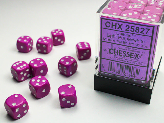 Opaque 12mm d6 Light Purple/white Dice BlockÃ¢â€žÂ¢ (36 dice)