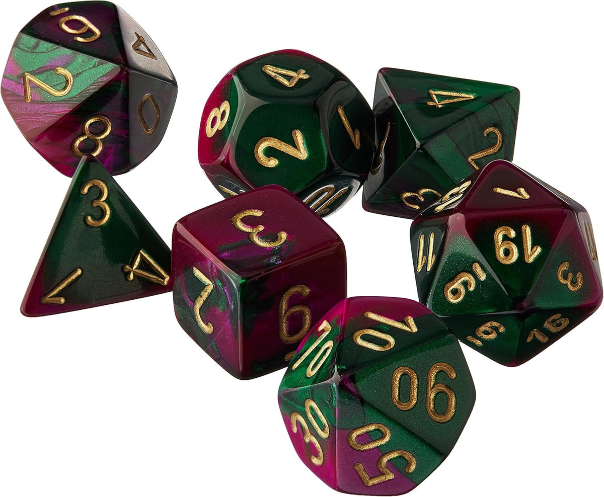 GeminiÃ‚Â® Polyhedral Green-Purple/gold 7-Die Set