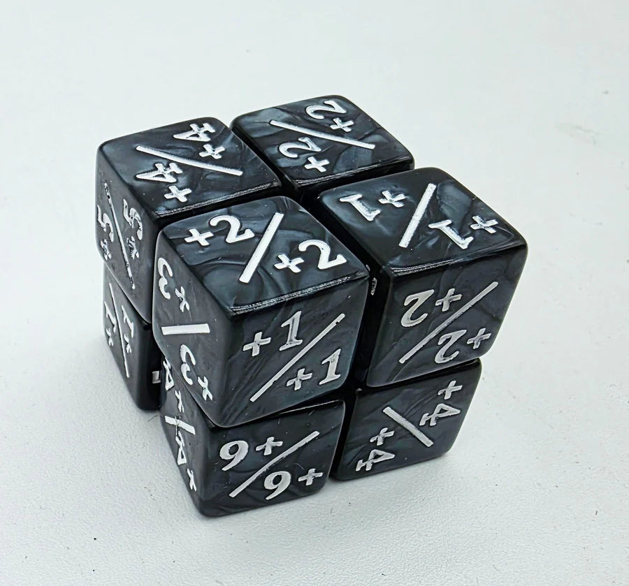 Dice Counters +1/+1 Pearl Black Counters for Magic Set of 8