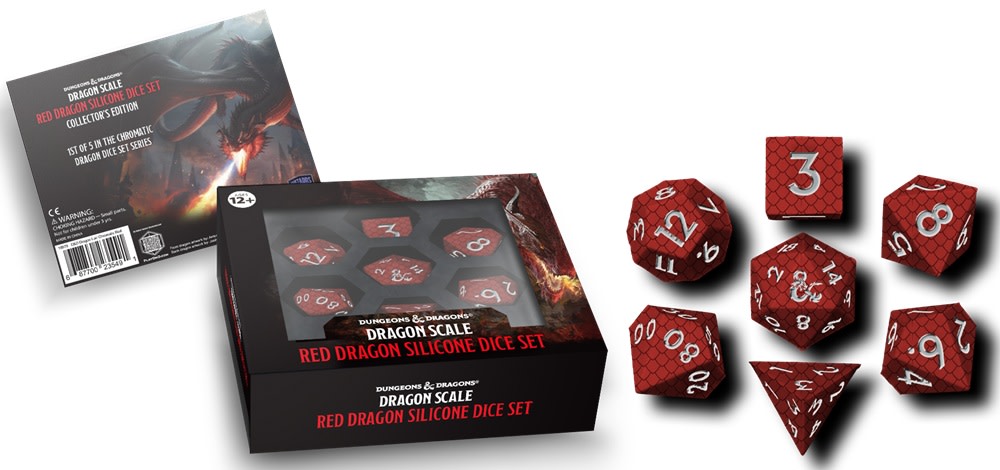 D&D Silicone 7 Dice Set Dragon Scale Red