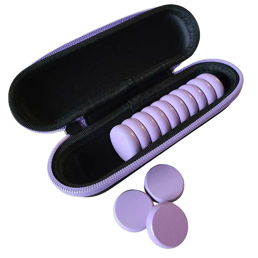 Crokinole 13 Lavender Premium Glazed Wooden Discs with Hard Carry Case
