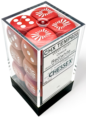 Japan War Dice Opaque Red/white 16mm d6 Dice BlockÃ¢â€žÂ¢ (12 dice)