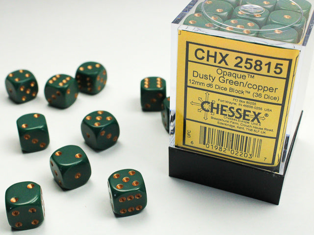 Opaque 12mm d6 Dusty Green/copper Dice BlockÃ¢â€žÂ¢ (36 dice)