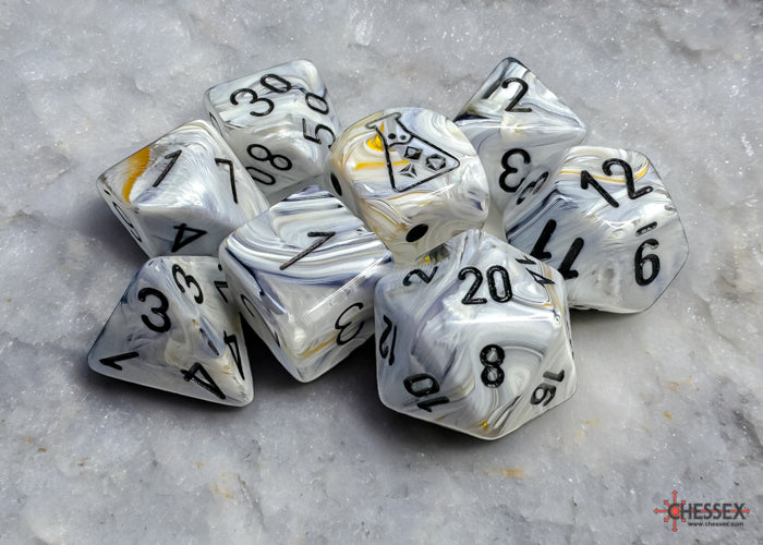 Marble Polyhedral CalciteÃ¢â€žÂ¢/black 7-Die Set +