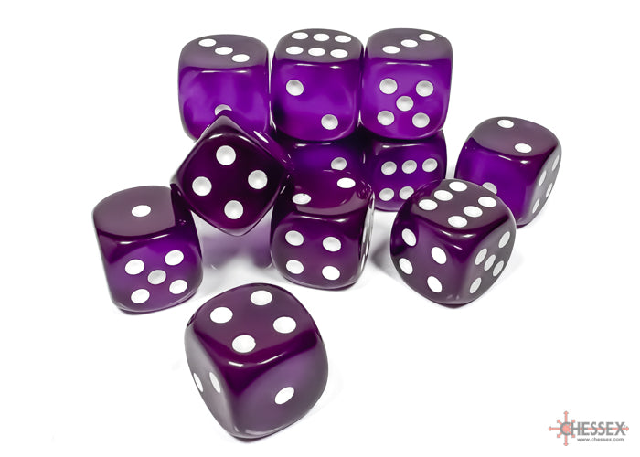 Translucent 16mm d6 Purple/white Dice BlockÃ¢â€žÂ¢ (12 dice)