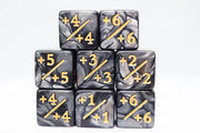 Dice Counters +1/+1 Pearl Black Gold Counters for Magic Set of 8