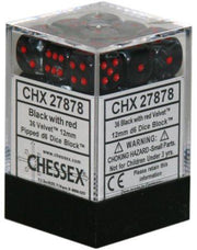 VelvetÃ‚Â® 12mm d6 Black/red Dice BlockÃ¢â€žÂ¢ (36 dice)