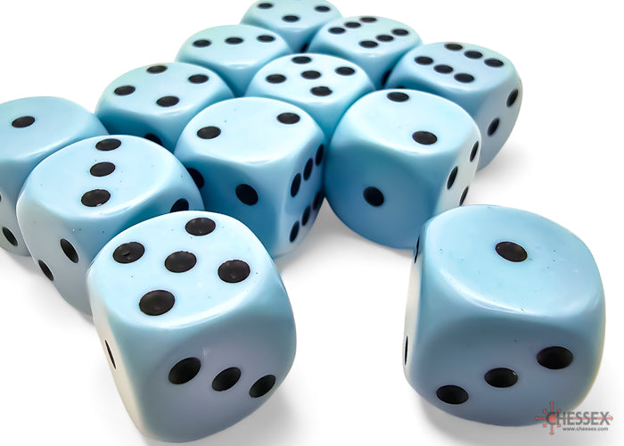 Opaque 16mm d6 Pastel Blue/black Dice BlockÃ¢â€žÂ¢ (12 dice)