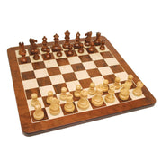 Grand English Style Chess Set - Weighted Pieces & Walnut Root Wood Board 19 in.