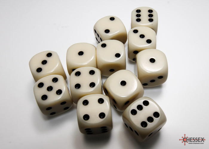 Opaque 16mm d6 Ivory/black Dice BlockÃ¢â€žÂ¢ (12 dice)