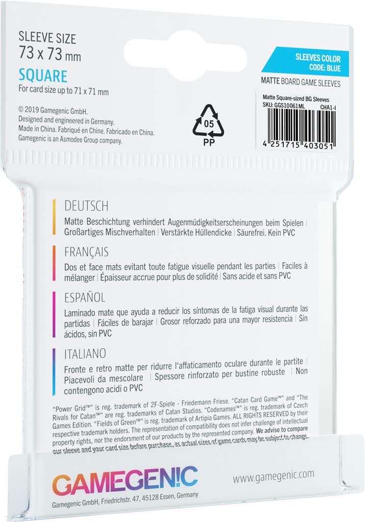MATTE Blue BG Sleeves (50) 73 x 73 mm