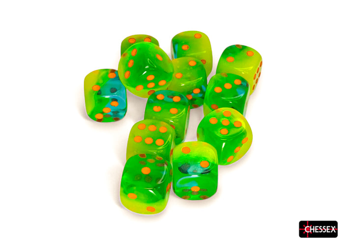 GeminiÃ‚Â® 16mm d6 Plasma Green-Teal/orange LuminaryÃ¢â€žÂ¢ Dice BlockÃ¢â€žÂ¢ (12 dice)