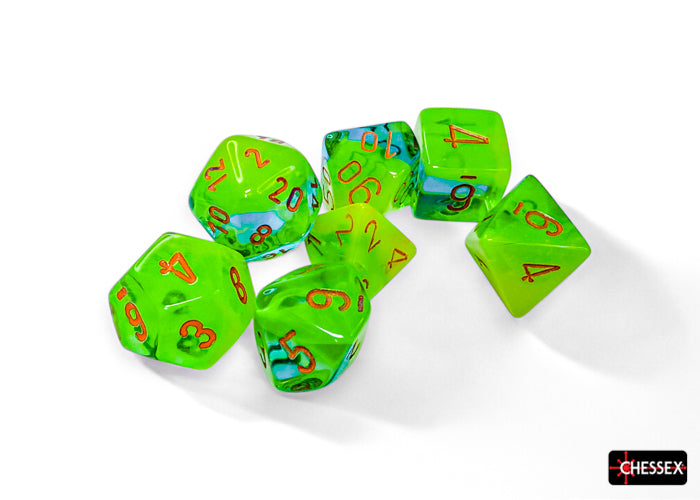 GeminiÃ‚Â® Polyhedral Plasma Green-Teal/orange LuminaryÃ¢â€žÂ¢ 7-Die