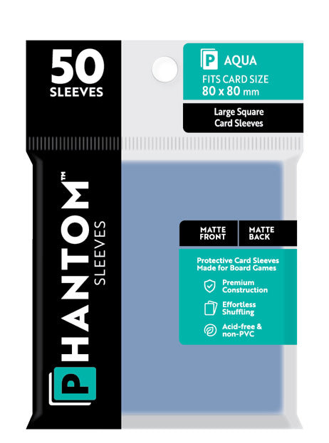 Phantom Aqua Sleeves Matt/Matte 80x80mm Clear 50ct