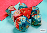 GeminiÃ‚Â® Mini-hedralÃ‚Â® Red-Teal/gold 7-Die Set
