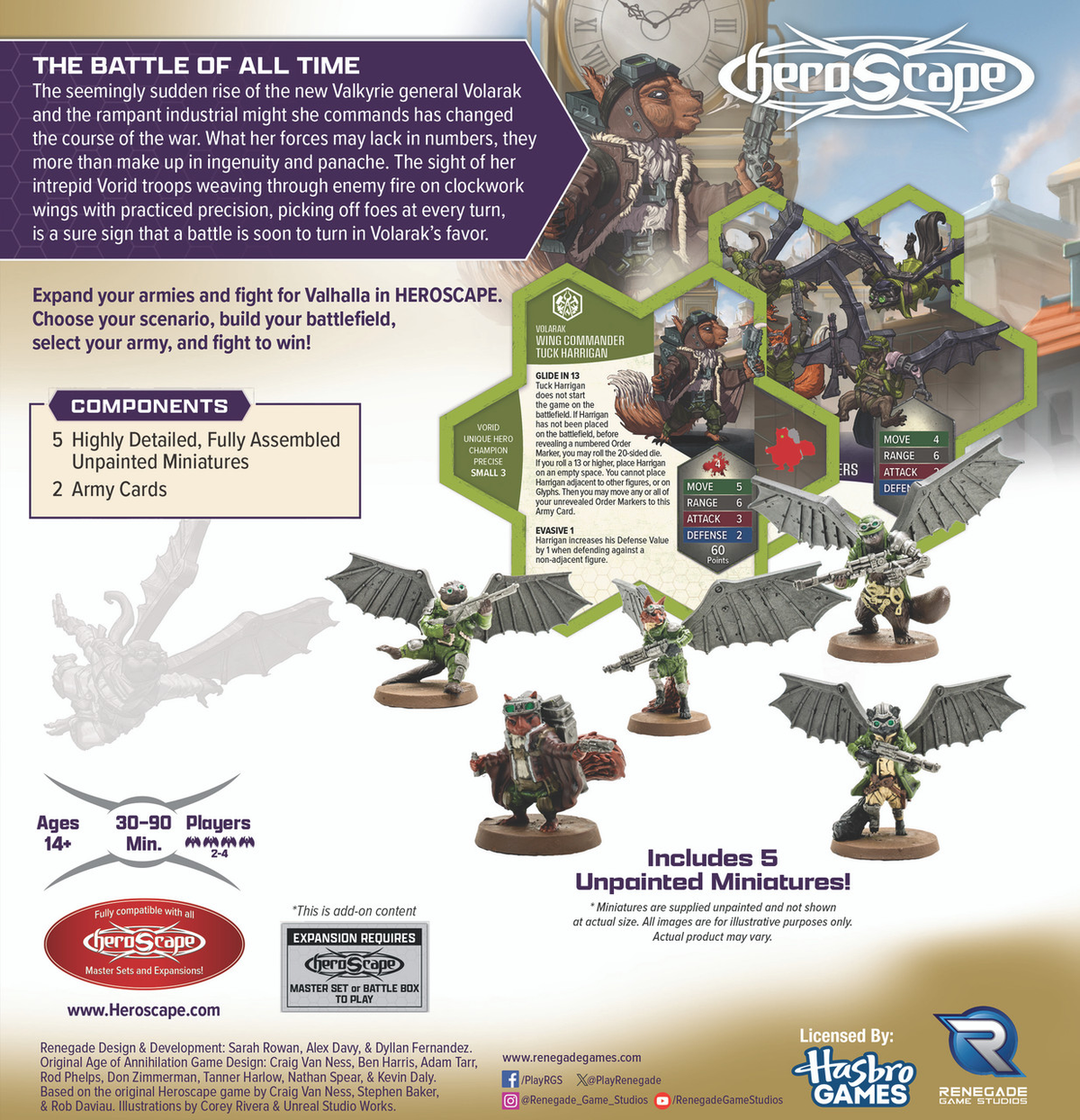 HeroScape Rising Tide Wing Commander Tuck Harrington and Vorid Glidestrikers Army Expansion