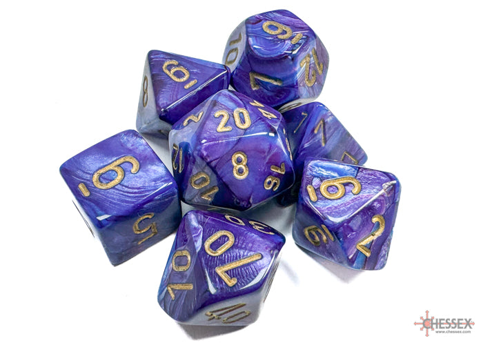 LustrousÃ‚Â® Polyhedral Purple/gold 7-Die Set