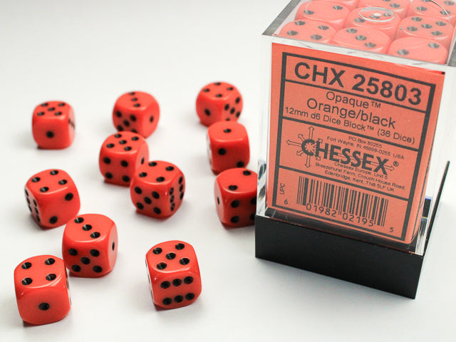 Opaque 12mm d6 Orange/black Dice BlockÃ¢â€žÂ¢ (36 dice)
