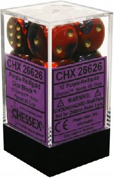GeminiÃ‚Â® 16mm d6 Purple-Red/gold Dice BlockÃ¢â€žÂ¢ (12 dice)