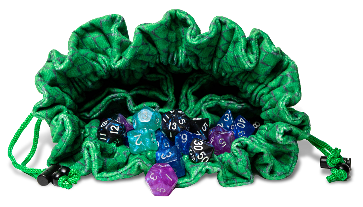 Velvet Compartment Dice Bag Dragon Storm Green