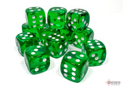 Translucent 16mm d6 Green/white Dice BlockÃ¢â€žÂ¢ (12 dice)